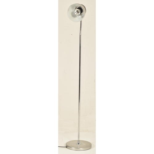 401 - Bell ID - a 20th century chrome floor standing lamp light. The lamp having an aluminium shade suppor... 