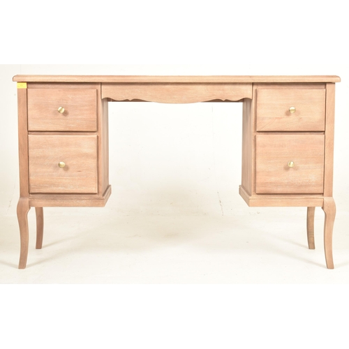 409 - A contemporary high end design Mango wood bedroom suite comprising of dressing table desk and pair o... 