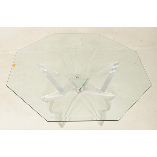 426 - British Modern Design - a retro 20th century glass & lucite octagonal low coffee table. The occa... 