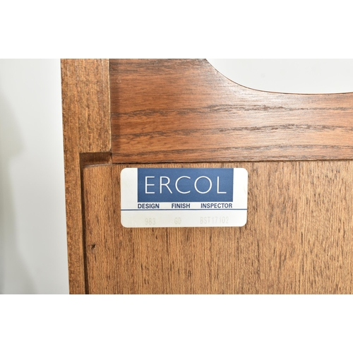 444 - Ercol - a retro 20th century elm open waterfall bookcase. The bookcase having three stepped shelves ... 