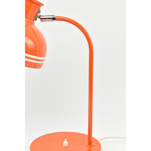 453 - Luco of Sweden - a retro 1970s Swedish design orange enamel desk lamp. The bedside lamp in bright or... 