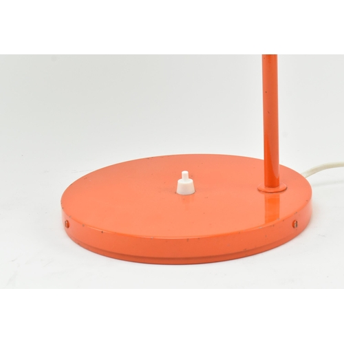 453 - Luco of Sweden - a retro 1970s Swedish design orange enamel desk lamp. The bedside lamp in bright or... 