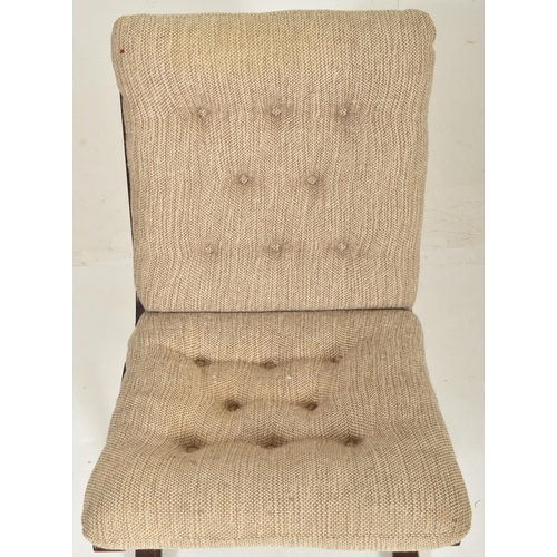 458 - A Scandinavian retro 20th century stained bentwood & fabric upholstered easy lounge chair. The a... 