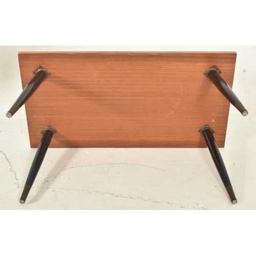 464 - British Modern Design - a retro mid century teak wood inlaid coffee table / low table. Raised on ebo... 