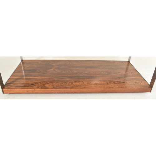 467 - Merrow Associates - a retro mid 20th century circa 1970s glass chrome & teak venereed low occasi... 