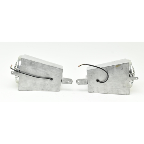 478 - A pair of retro 20th century polished aluminium industrial wall lights / sconces. Each having a tape... 