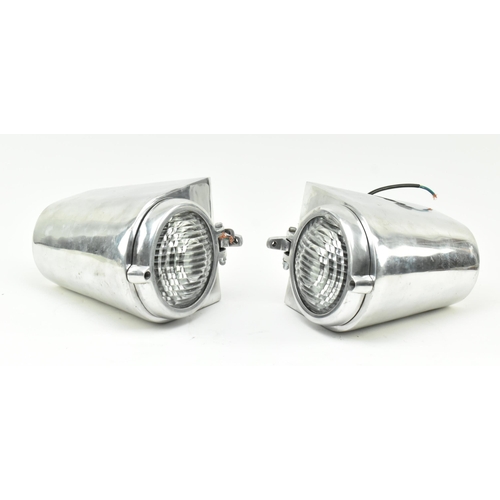 478 - A pair of retro 20th century polished aluminium industrial wall lights / sconces. Each having a tape... 