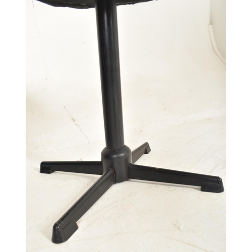 494 - A pair of retro 20th century leatherette upholstered & black metal swivel office / desk stools s... 