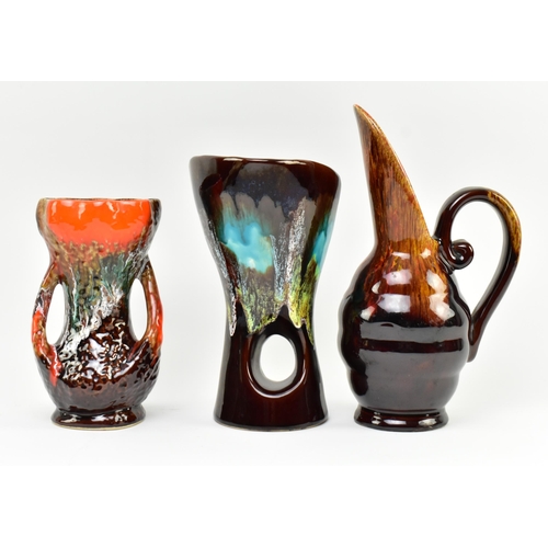 510 - A collection of five pieces of vintage mid century European circa 1960s & 1970s drip glazed deco... 