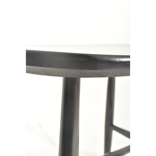 527 - Hagafors Stolfabrik - a vintage mid century Swedish designer black painted wooden stool. The stool s... 