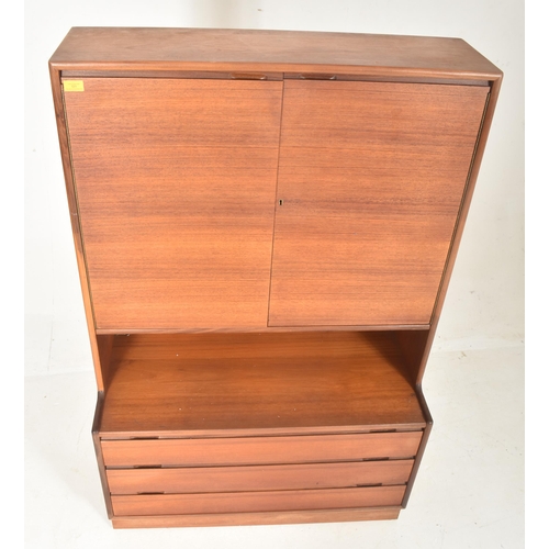 531 - Danish Modern Design - a retro mid 20th century circa 1960s teak wood highborad cabinet. The highboa... 