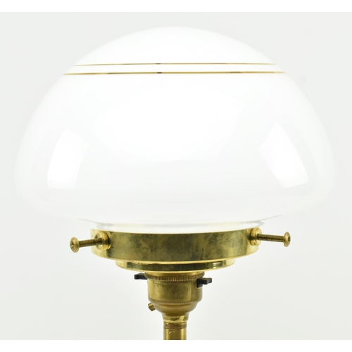 537 - An Art Deco inspired 20th century gilt metal & glass desk table lamp light. The lamp having a mu... 