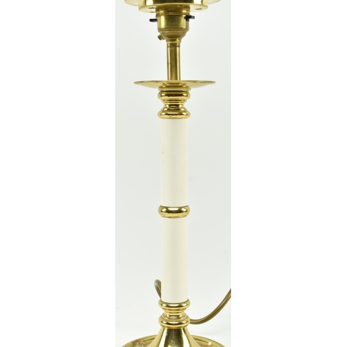 537 - An Art Deco inspired 20th century gilt metal & glass desk table lamp light. The lamp having a mu... 