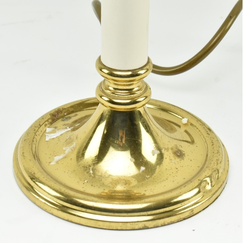 537 - An Art Deco inspired 20th century gilt metal & glass desk table lamp light. The lamp having a mu... 