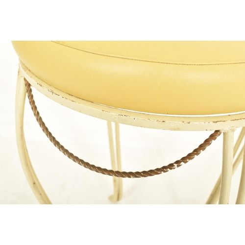 543 - A retro 20th century faux leather & metal vanity dressing table stool seat. The stool having a p... 