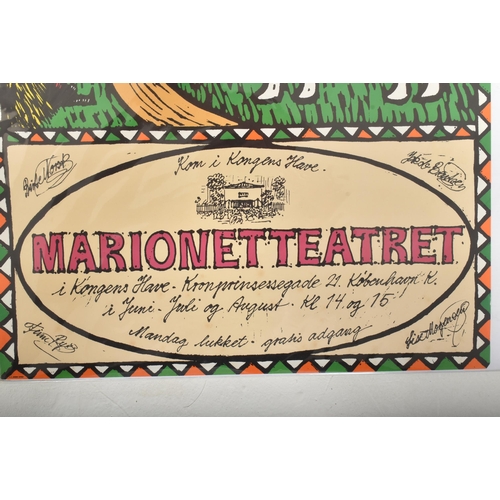 555 - Marionet Teatret - a vintage mid century circa 1960s Danish theatrical poster advertsing a puppet th... 