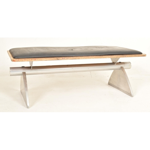 581 - Zoeftig - Zenky - a pair of late 20th century vintage plywood and steel airport terminal benches. Ea... 