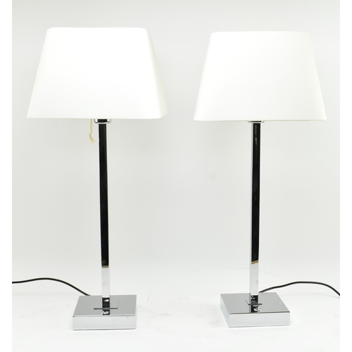 585 - Chelsom - a pair of vintage chrome squared desk lamps. Each bedside table lamp of squared form &... 