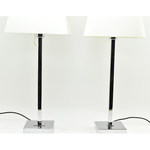 585 - Chelsom - a pair of vintage chrome squared desk lamps. Each bedside table lamp of squared form &... 