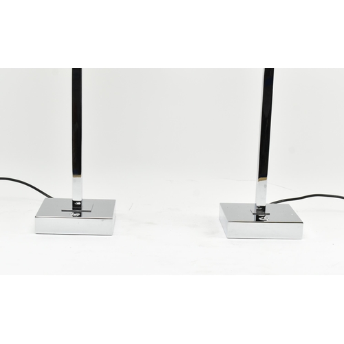 585 - Chelsom - a pair of vintage chrome squared desk lamps. Each bedside table lamp of squared form &... 