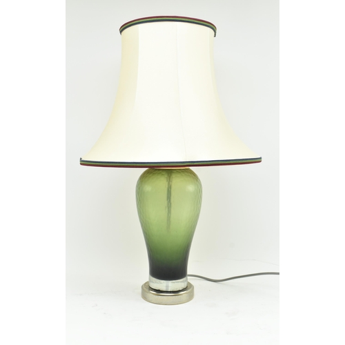 597 - Rochamp - a modernist high end designer glass bedside desk lamp. The lamp in olive green colourway, ... 