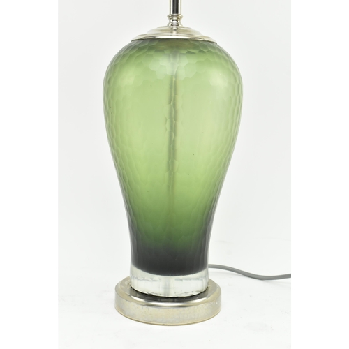 597 - Rochamp - a modernist high end designer glass bedside desk lamp. The lamp in olive green colourway, ... 