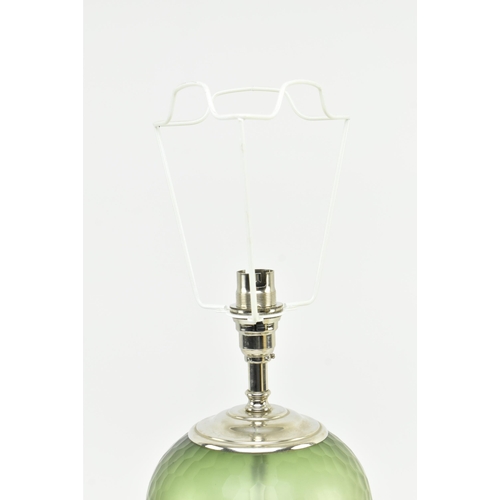 597 - Rochamp - a modernist high end designer glass bedside desk lamp. The lamp in olive green colourway, ... 