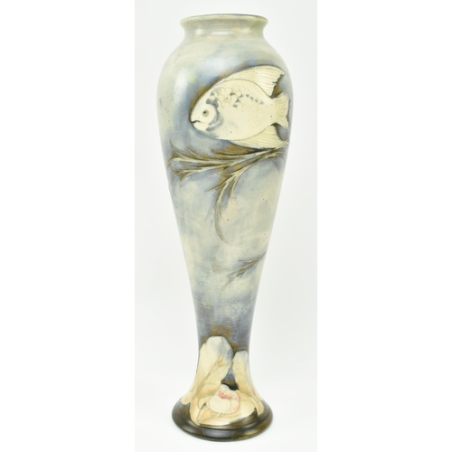 8 - William Moorcroft - an early 20th century circa 1920s / 1930s salt glaze pottery ' Fish ' baluster v... 