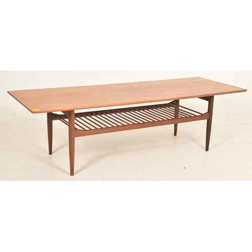 80 - Danish Modern Design - a retro mid 20th century teak Long John low occasional coffee table. The tabl... 