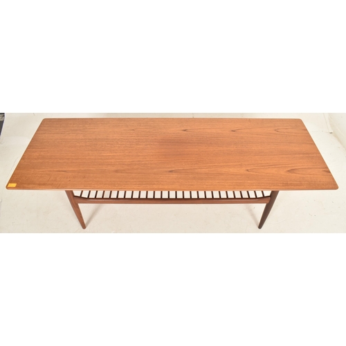 80 - Danish Modern Design - a retro mid 20th century teak Long John low occasional coffee table. The tabl... 