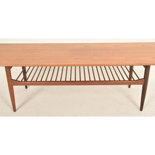 80 - Danish Modern Design - a retro mid 20th century teak Long John low occasional coffee table. The tabl... 