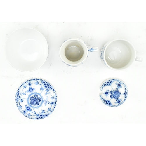 86 - A 1960s Royal Copenhagen porcelain blue fluted pattern part tea service. The lot comprising a hot wa... 