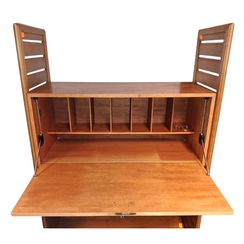 279 - Robert Heal for Staples - Ladderax - a retro mid 20th century circa 1970s teak & metal one bay m... 