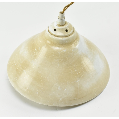 578 - An early 20th century rise and fall enamel ceiling pendant light. The light with white enamel shade ... 