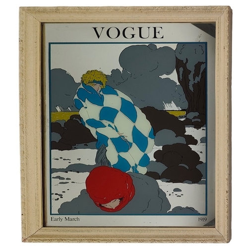 521 - Vogue - a 1970s advertising mirror. The mirror having a central pictorial imagery with notations abo... 