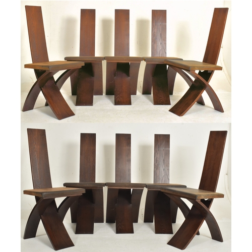 603 - Prestige Furniture - a set of ten contemporary French High-end designer solid oak and leather dining... 