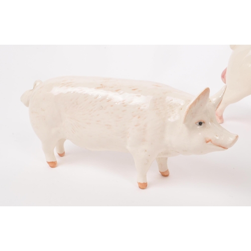 10 - Beswick - A collection of four 20th century porcelain farm animal pigs, comprising of 'CH Wall Queen... 