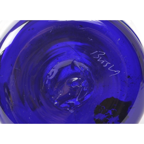 101 - A collection of 20th century Bristol blue studio art glass. The collection to include jugs, vases, b... 