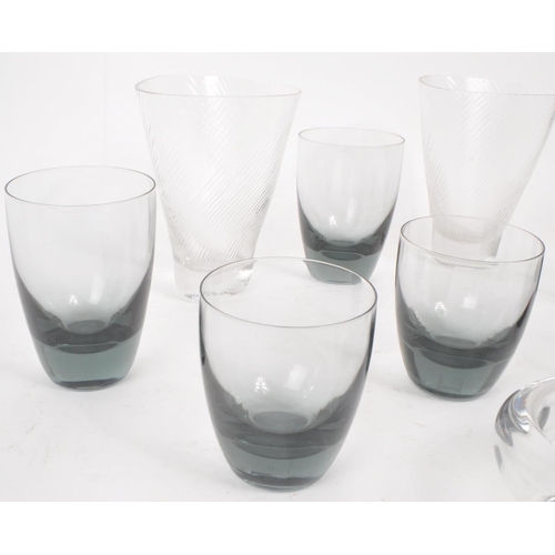 102 - A collection of mid-20th-century drinking glass pieces, comprised of six believed to be Georg Jensen... 