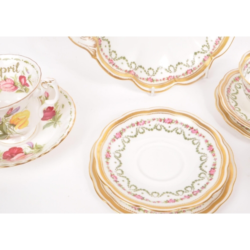 111 - George Jones - A collection of 19th century Crescent pattern bone china cups, saucers and side plate... 