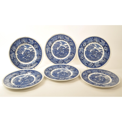 122 - Adams - A collection of six vintage 20th century Adams English Scenic pattern dinner / display wall ... 