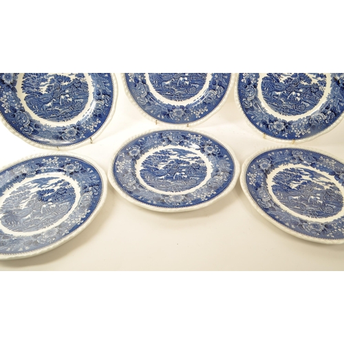 122 - Adams - A collection of six vintage 20th century Adams English Scenic pattern dinner / display wall ... 