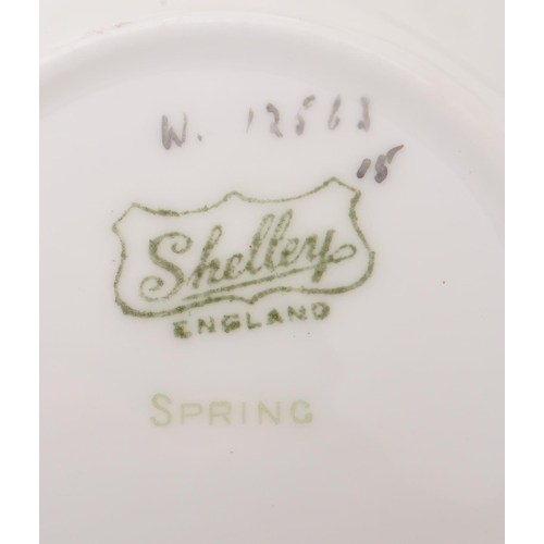 128 - Shelley - An Art Deco vintage 20th century china Spring pattern tea set for two. Comprising of cups,... 