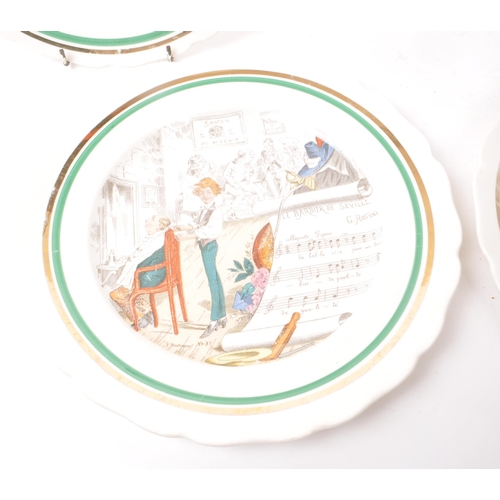 130 - Parry Vielle PV French opera ceramic display wall plates. Circa 1930, collection of five plates incl... 