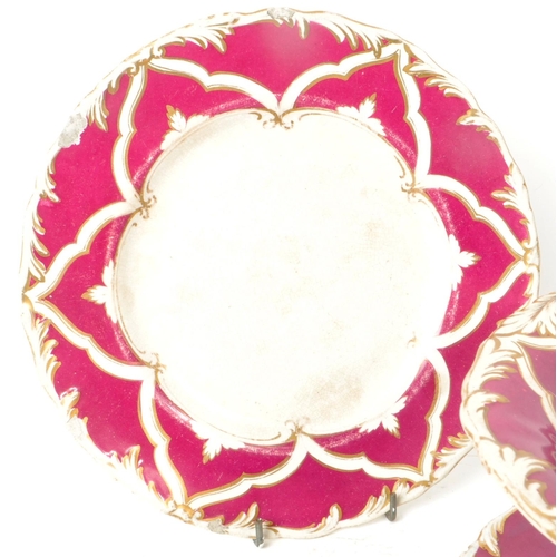 133 - A collection of early 19th century white and fuchsia sweet dishes and plates, comprising of three sw... 