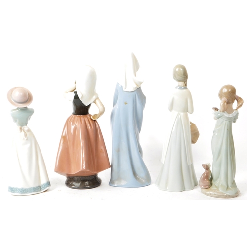 153 - Lladro - Nao - Collection of five late 20th-century Spanish porcelain figures, including examples su... 