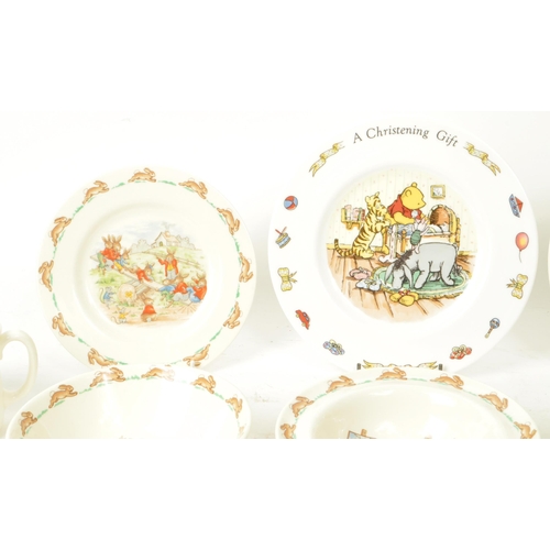 157 - Royal Doulton - Bunnykins - A collection of 20th-century bone china tableware, comprised of three pl... 