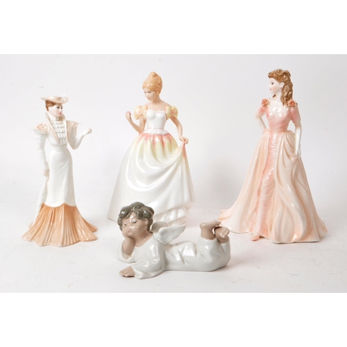 163 - A collection of four late 20th-century porcelain figurines, by the makers: Royal Doulton, Lladro, an... 