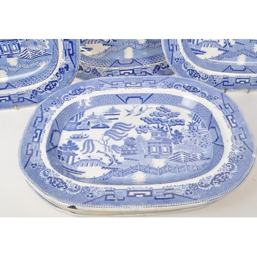 173 - A collection of six late 19th century English blue and white Ironstone pottery serving plates / plat... 