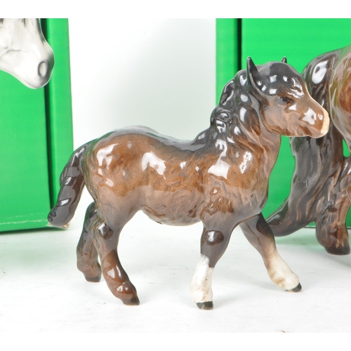 18 - Beswick - A collection of 20th century porcelain horse figurines, comprising of a brown Shetland pon... 